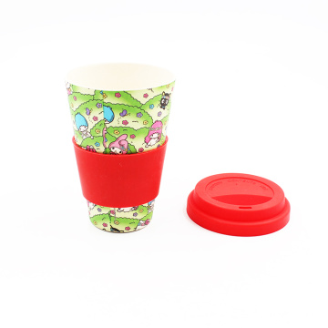Eco friendly bamboo fiber  reusable coffee cup with lid and custom design
